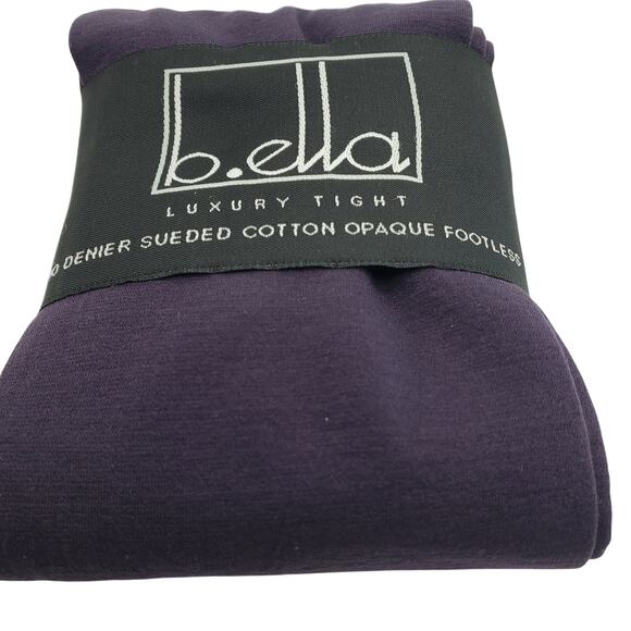 Sueded Cotton Opaque Footless Tights TALL Plum B.ella Erika Italian Hosiery NWT - Picture 3 of 6